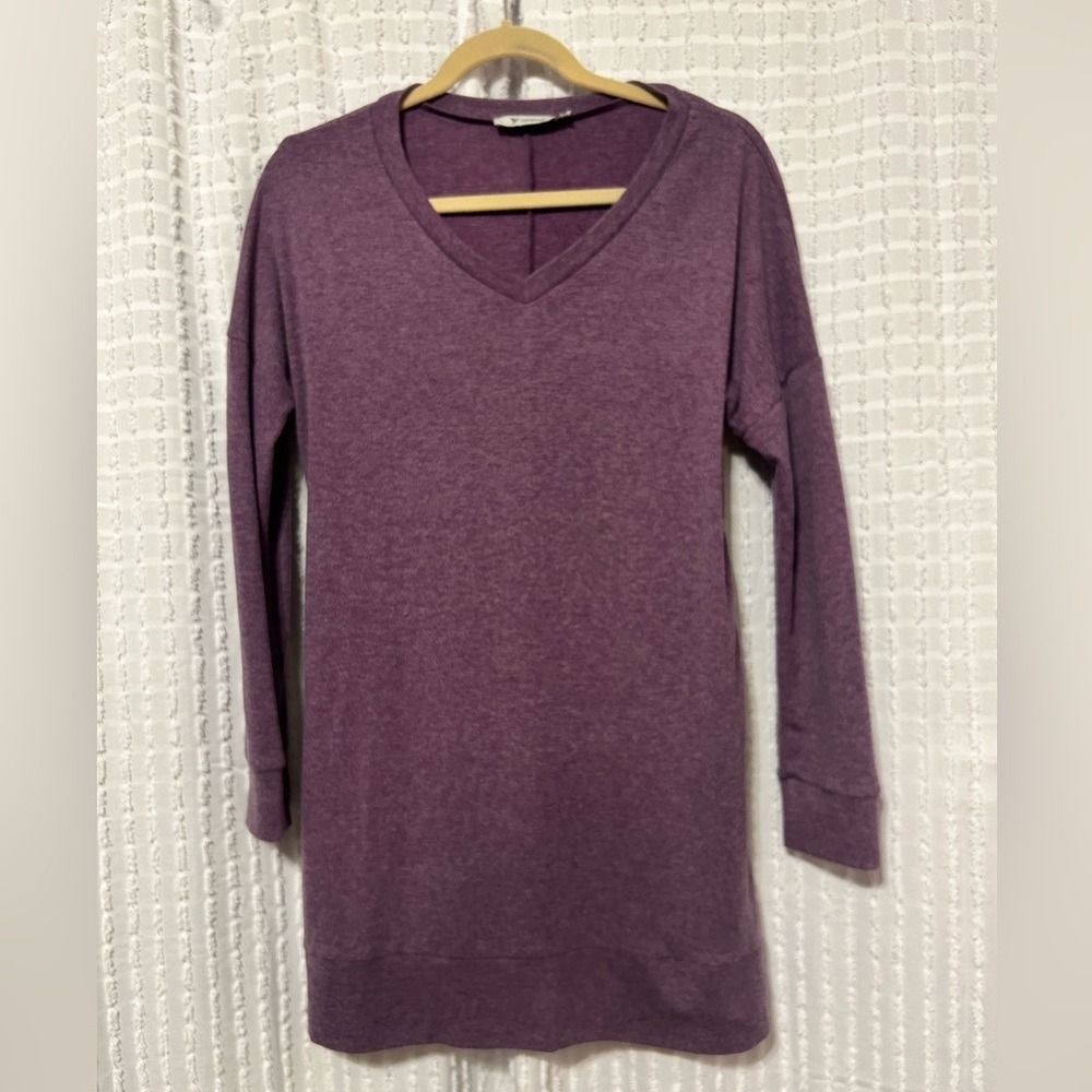 YIDARTON Women's Purple V Neck Long Sleeve Side Zip Tunic Top Size M‎